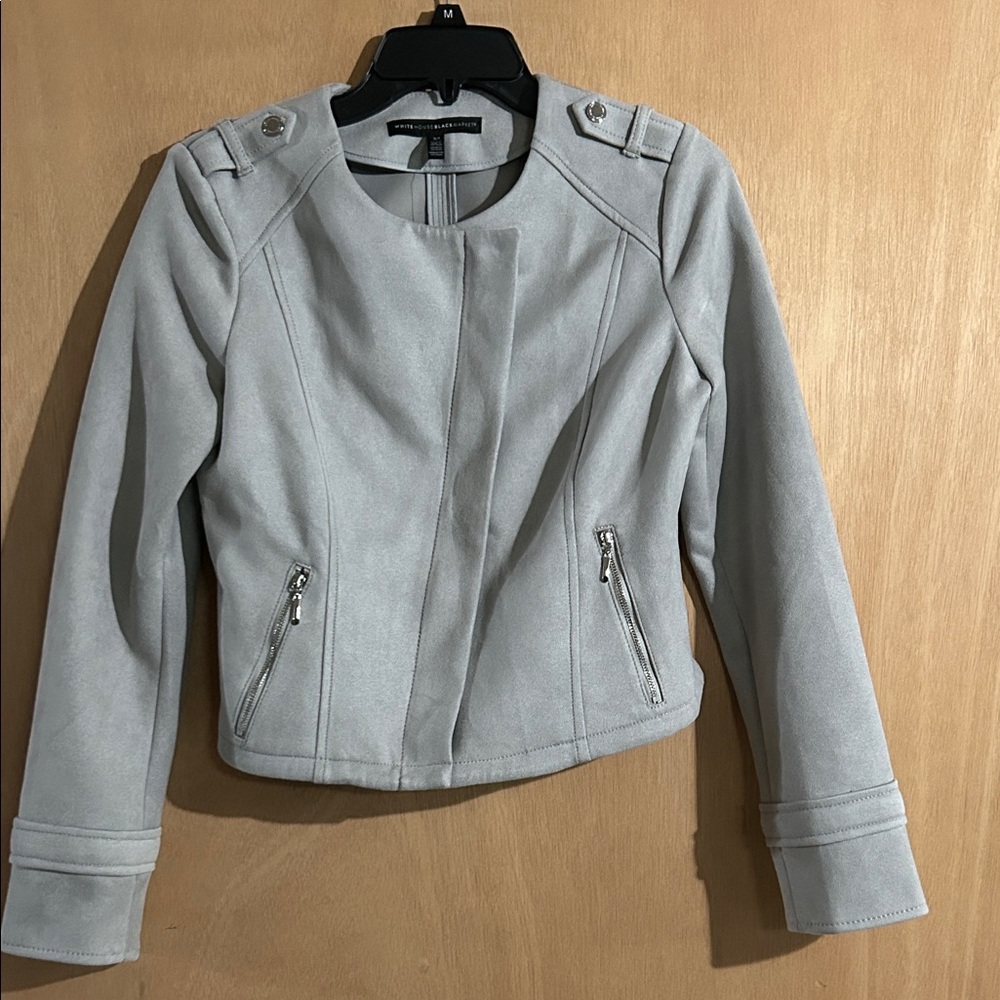 NWT White House Black Market Women's Gray Faux Suede Jacket